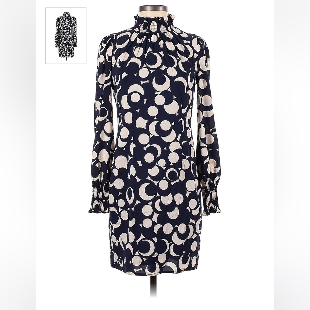 Donna Morgan Dress Long Sleeve Navy/Cream Size 8 NWT